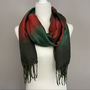 Authentic Egyptian Scarf/Wrap in Shimmery Red Green & Olive